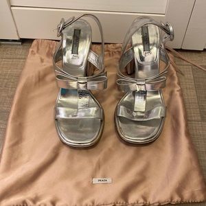 Prada silver sandals